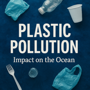 Ocean polluted with scattered plastic waste, highlighting environmental impact of plastic pollution.