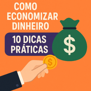Ilustração de um laptop com ícones de educação online e símbolos de economia de dinheiro.