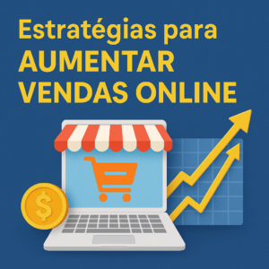 Ilustração de estratégias de marketing digital para aumentar vendas online em sites de estudo de Direito.
